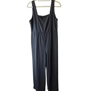 Wild Fable Black Ribbed Square Neck Wide Leg Jumpsuit -‎ Womens Medium